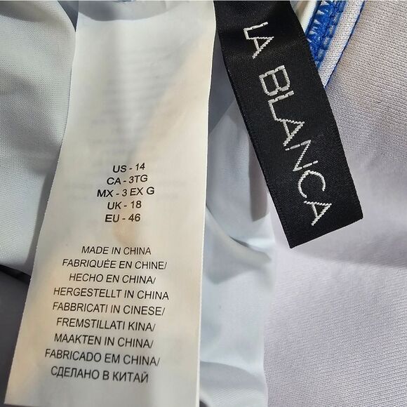 La Blanca Island Goddess Twist Tie Back Tankini Top sz 14 Capri Blue - Picture 5 of 5